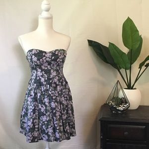 🚺 Purple Floral Strapless Sun Dress 🚺